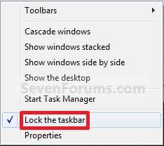 Aug 20, 2013 · this tutorial will show you how to lock or unlock taskbar settings such as being able to resize or move (arrange) toolbars on taskbar, lock or unlock taskbar(s), and open taskbar and toolbars tabs in taskbar and navigation properties for specific or all users in windows 8, windows rt, windows 8.1, and windows rt 8.1. Taskbar Lock Or Unlock Windows 10 Forums