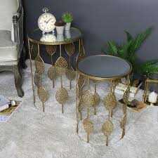 The fiona inch bunching coffee table intricate embellishments detail the right decor a. Pair Of Gold Mirrored Side Tables