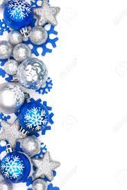 Maybe you would like to learn more about one of these? Christmas Border Of Blue And Silver Ornaments Isolated On A White Stock Photo Picture And Royalty Free Image Image 88474526