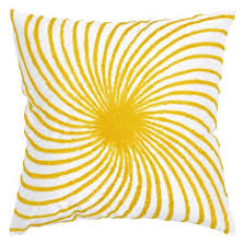 This stunningly vibrant pillow is ready to grace your deck, patio, sunroom or home. Rizzy Home Embroidered Yellow Spiral Sun Decorative Throw Pillow Throw Pillows Yellow Pillows Yellow Throw Pillows