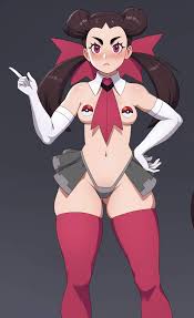 Rule 34 - 1girls Bare Shoulders Belly Button Blush Breasts Brown Hair Elbow  Gloves Female Female Only Gloves Hair Ribbon Hi Res Necktie Nintendo  Pasties Petra (pokémon) Pink Eyes Poke Ball Pasties
