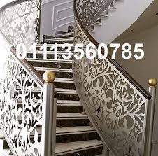 سلالم قص ليزر مودرن وشيك وبرتشن واسقف معلقه حديد قص ليزر وحفر ليزر Stairs Decor Manufacturing