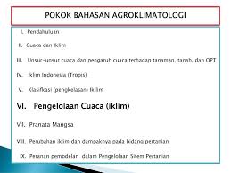 Pokok Bahasan Agroklimatologi Ppt Download