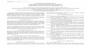 Panjang naskah tidak kurang dari 9.000 kata dan tidak lebih dari 10.000 kata, termasuk daftar pustaka acuan (sekitar 20 halaman cetak). Contoh Penulisan Artikel Ilmiah Jurnal Agora Dan Artikel Ditulis Dalam Bahasa Indonesia Baku Panjang Pdf Document