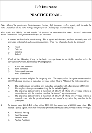 Whole life insurance is a type of permanent life insurance that helps protect your loved ones in the a guardian whole life insurance policy covers you for your entire life, rather than a limited term as. Life Insurance Practice Exam 2 Pdf Free Download