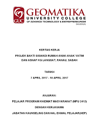 Oleh itu kertas kerja ini dirancang bertujuan untuk memenuhi kehendak kursus yang memerlukan pelajar menjalankan satu program khidmat masyarakat. Kertas Kerja Khidmat Masyarakat 2020