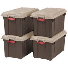 Storage stacking storage bins is one of the most appropriate choices at all for you. Iris 82 Qt Weather Tight Store It All Storage Bin In Brown Pack Of 4 250183 The Home Depot Tote Storage Plastic Storage Bins Plastic Storage Totes