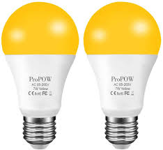 Amber Yellow Led Bug Light Bulb Propow 7w Dusk To Dawn Bug Bulbs 40w Equivalent A19 Auto On Off Led Bulbs Outdoor Bug Lights 580 Lumens Porch Lights Non Dimmable E26 2200k 2 Pack