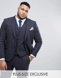 Great value men's two piece suits & full business suits. Heart Dagger Plus Size Slim Suit Jacket In Harris Tweed In Check Asos