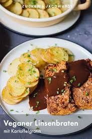 Linsenbraten Mit Veganem Kartoffelgratin Rezept Veganes Weihnachtsessen Leckere Vegane Rezepte Jagdwurst