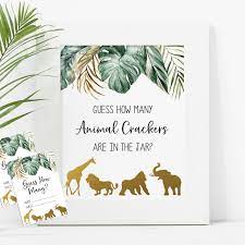 Jungle Guess How Many Animal Crackers Are In The Jar Printable Etsy In 2021 Animal Baby Shower Games Jungle Baby Shower Theme Safari Animals Baby Shower