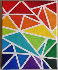 Geometric Rainbow Art Using Masking Tape Maskingtapeart Made With Acrylic On 8x12 Canvas Triangles Made With Maski Masking Tape Art Rainbow Art Tape Wall Art