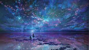 Maybe you would like to learn more about one of these? Wallpaper Landscape Painting Anime Galaxy Water Nature Sky Artwork Purple Stars Clouds Earth Nebula Horizon Couple Universe Art 1366x768 Px Computer Wallpaper Atmosphere Of Earth Outer Space Astronomical Object Acrylic Paint