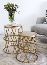 A mdf provides a realistic marble finish and offers. Set 2 Weaved Metal Gold Stool Side Tables Gold Accent Table Contemporary End Tables A B Home