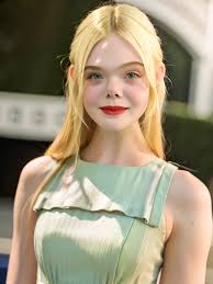 Elle fanning moles face red lip Realistic photo of a beautiful 3ll3f4n  woman - SeaArt AI
