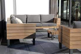 loungeset hout tuin hoekbank thuis meubel ideeen