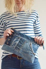 large denim pouch dark blue upcycle jeans recycled denim upcycled denim