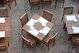 Choisir une chaise ou table pour café et restaurant au maroc est une mission à ne pas prendre à la légère. Overhead View Of Casual Dining Restaurant With Wooden Table And Chairs Stock Photo Picture And Royalty Free Image Image 2459762