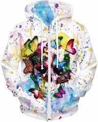 Butterfly Skull Zip Up Hoodie Hoodies Womens Hoodies Casual Hoodie