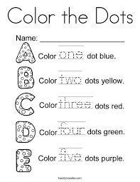 This worksheet will give your child practice with her counting and coloring skills. Color The Dots Coloring Page Twisty Noodle