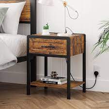 AndMakers 1-Drawer Retro Brown Wood Nightstand (23.4 in. H x 19.7 in. W x  15.7 in. D) IH-0WDSNZVO - The Home Depot