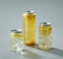 202# Soda Can PET Plastic clear Beverage Cans With Easy Open Cap