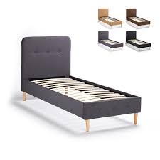 Letto singolo per cameretta bambini con rete a doghe compresa nel prezzo, realizzato con struttura in agglomerato e rivestito in laminato in tantissimi colori. Friborg Twin Letto Singolo 1 Piazza Nordico Tessuto E Legno 80x190