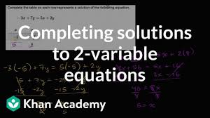 What is linear equation with two variables? Completing Solutions To 2 Variable Equations Video Khan Academy
