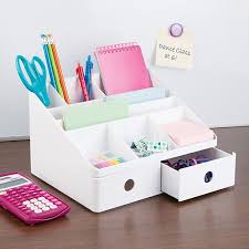 Linus Office Supplies Desk Organizer With Drawers For Pens Markers Notepads Tape White 42011 Kitchen Desk Organization Desk Organization Diy Office Supply Organization