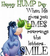 Happy Hump Day When Life Gives You Limes Rearrange The Letters Smile Happy Wednesday Quotes Morning Quotes Funny Eeyore Quotes