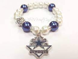 Dallas Cowboys Beaded Bracelet Nfl Football Bracelets Team Spirit Blue And White Stretchy Bracelets Dallas Cowboys Jewelry Beaded Bracelets Cowboy Jewelry