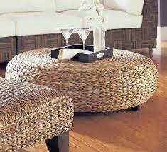 The table is features handwoven rattan with 2 levels of display space to arrange your books or décor in a practical and pretty arrangement. Round Wicker Ottoman Wicker Coffee Table Rattan Coffee Table Coffee Table Vintage