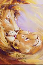 Painting Canvas Kiss Lion King Original Art Oil Painting Love Art Lion Paiting Animals July Art Shop Lion Painting Lion Art Art