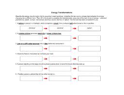 Describe each movement as a translation, rotation, or reflection. Energy Transformations Interactive Worksheet
