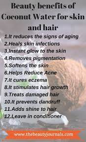 Filled with simply digestible carbs within the type of sugar and electrolytes, it gives innumerable advantages on your pores and skin, coronary heart, hair, blood strain, and digestion. Pin On Benefits Of Coconut Water