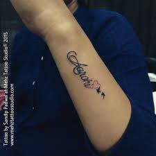 Name Tattoo With Flying Bird Done At Mehz Tattoo Studio Mumbai Tattoos Tattoo Work Birds Tattoo