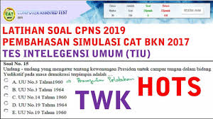 Prediksi Soal Cpns Hots 2019 Simulasi Cat Bkn 2017 Twk Youtube