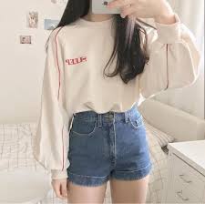 Oversized Sleep Sweater Denim Shorts Korean Fashion Trends Korean Outfits Korean Fashion