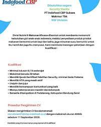 Ada perusahaan yang sedang membuka kesempatan lowongan kerja produksi, pt indofood. Loker Temanku Pt Indofood Cbp Sukses Makmur Tbk Dibutuhkan Segera Security Wanita Minimal Slta Maksimal 29 Th Via Email Detailnya Cek Gambar Saja Langsung Terakhir 11 September 2020 Mimin Ikhsan Facebook