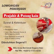 Nama email * pesan * Lowongan Kerja Tukang Potong Kain Terbaru