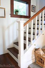 Farmhouse Newel Post Makeover Farmhouse Staircase Decor Staircase Decor Interior Stairs