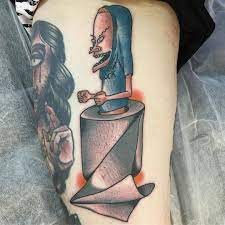 Beavis In A Toilet Paper Roll Tattoo Done By Nickbaldwintattoo Www Otzi App Tattoos Henna Tattoo Temporary Cool Tattoos