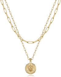 Women's 14k gold choker necklaces. Amazon Com Gold Necklaces For Women 14k Gold Coin Pendant Layering Link Chain Choker Layered Gold Necklaces For Women Jewelry Gifts Clothing