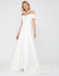 Browse beautiful satin wedding dresses and find the perfect gown to suit your bridal style. Hannah Bardot Satin Bridal Dress Ivory Wedding Dresses Monsoon Uk