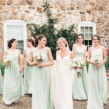 Minty Fresh Maids Get This Mint Green Bridal Party Look By Bill Levkoff At Brideside Com Photo Mint Bridesmaid Dresses Coral Bridesmaid Dresses Bridesmaid