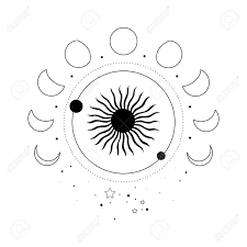 The moon is in a new moon phase when the moon moves between earth and the sun and the side of the moon facing earth is completely dark. Alchemy Esoteric Mystical Magic Celestial Talisman With Sun Royalty Free Cliparts Vectors And Stock Illustration Image 154040867