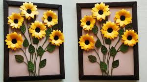Sunflower Wall Hanging Diy Wall Decor Youtube Sunflower Wall Decor Paper Flower Wall Art Homemade Wall Art