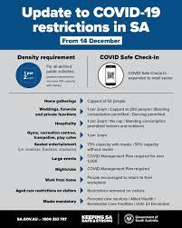 Level 4 restrictions come in to place in south australia from 12am tuesday 20 july 2021. Sa Government On Twitter A Range Of New Covid 19 Restrictions Will Be Eased In South Australia From Next Monday 14 December For More Information Please Visit Https T Co N6ux5vrnvs Https T Co W2kx4bsm2q
