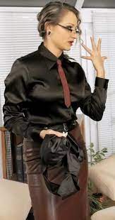now there is a knockout bluse und rock lederrock satin bluse