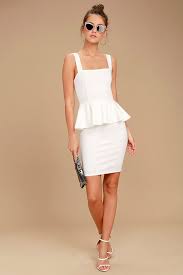 Wearing this button down dress enjoy a great weekend brunch. Sexy White Dress Lwd Peplum Dress White Peplum Dress 54 00 Lulus